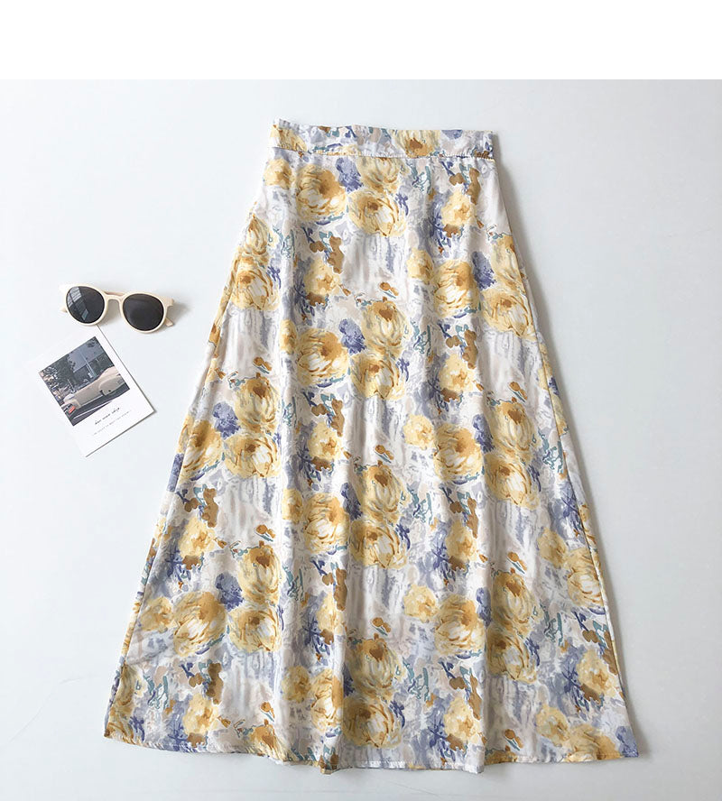 Women's Korean literary minority high waist A-shaped skirt  5692