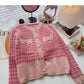 Xiaoxiangfeng gold silk knitted long sleeved single breasted plaid sweater  6140