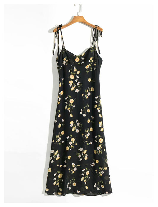 Französisch Retro-Blumen schwarz lange Taille Overknee sexy leicht gekocht 7141