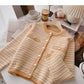 Single breasted crew neck Vintage stripe sweater  6202