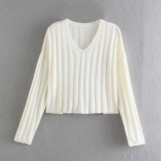 Lazy Style Retro vielseitiger kurzer Pullover Pullover Top 7519