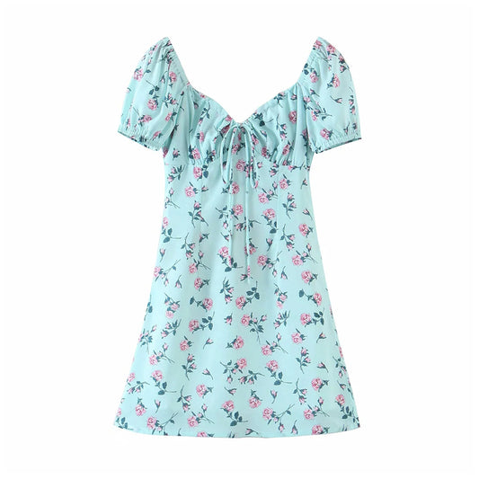 Französischer Retro-Blumenrock im Hofstil mit dünner Taille 7150