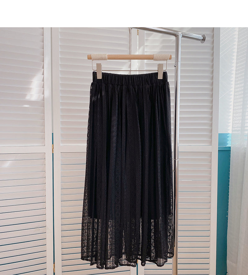 Slim and versatile elastic high waist A-line skirt  5793