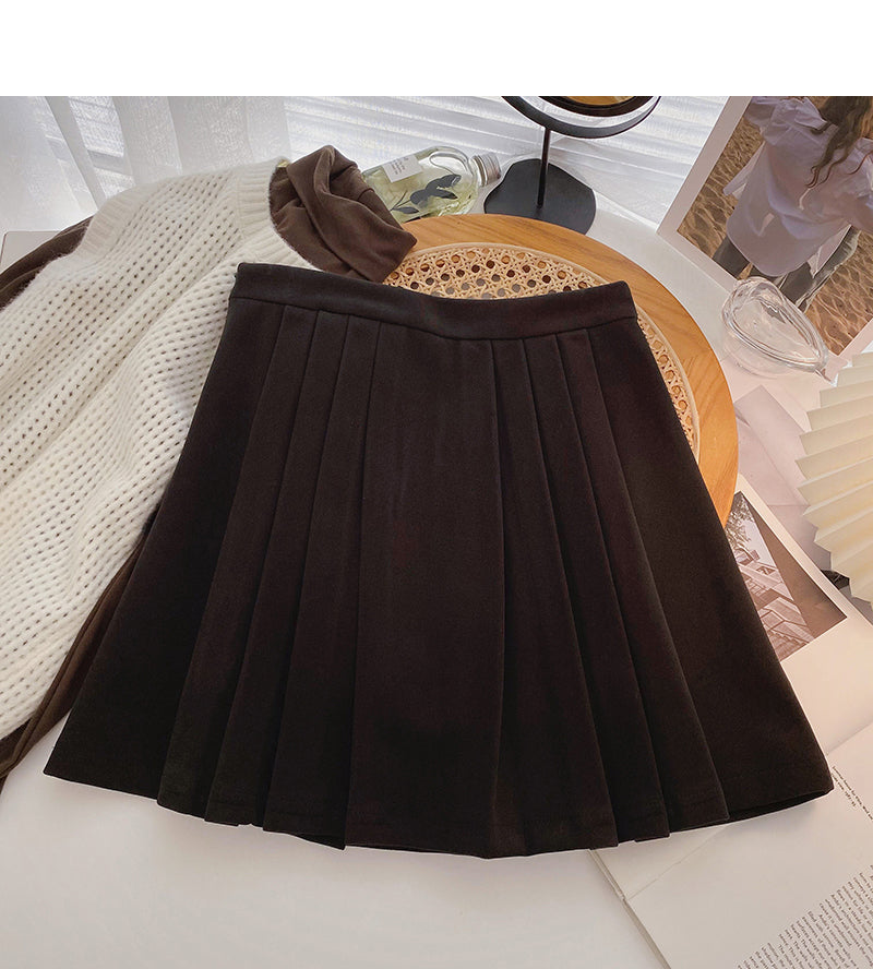Pleated skirt with high waist and thin skirt  5506