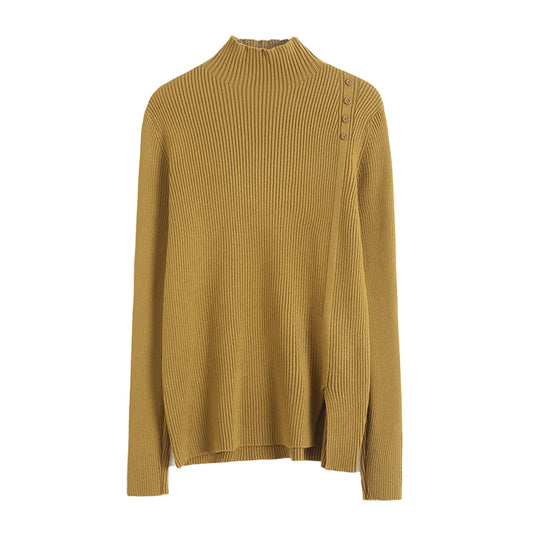 Simple basic versatile half high neck sweater  7527