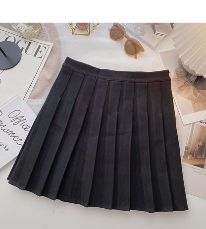 Korean simple and fashionable solid color high waist A-shaped skirt  5548