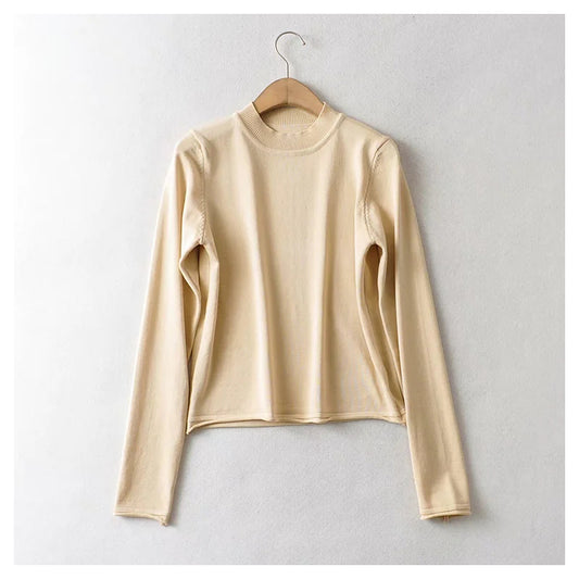 Versatile sweet half high collar bottomed sweater top  7438