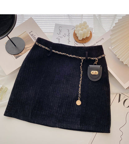 Versatile fashion high waist corduroy short skirt for waist bag  5429