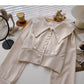 Doll collar long sleeve shirt Korean version is thin and versatile  6348