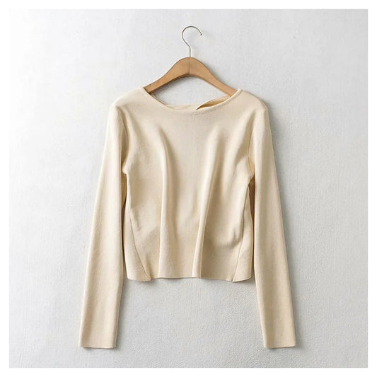 New style versatile back knot knit top  7284