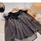 Vintage washed denim shirt women's Korean loose top  6288