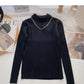 Design sense knitwear slim stand collar chain long sleeve top  6596