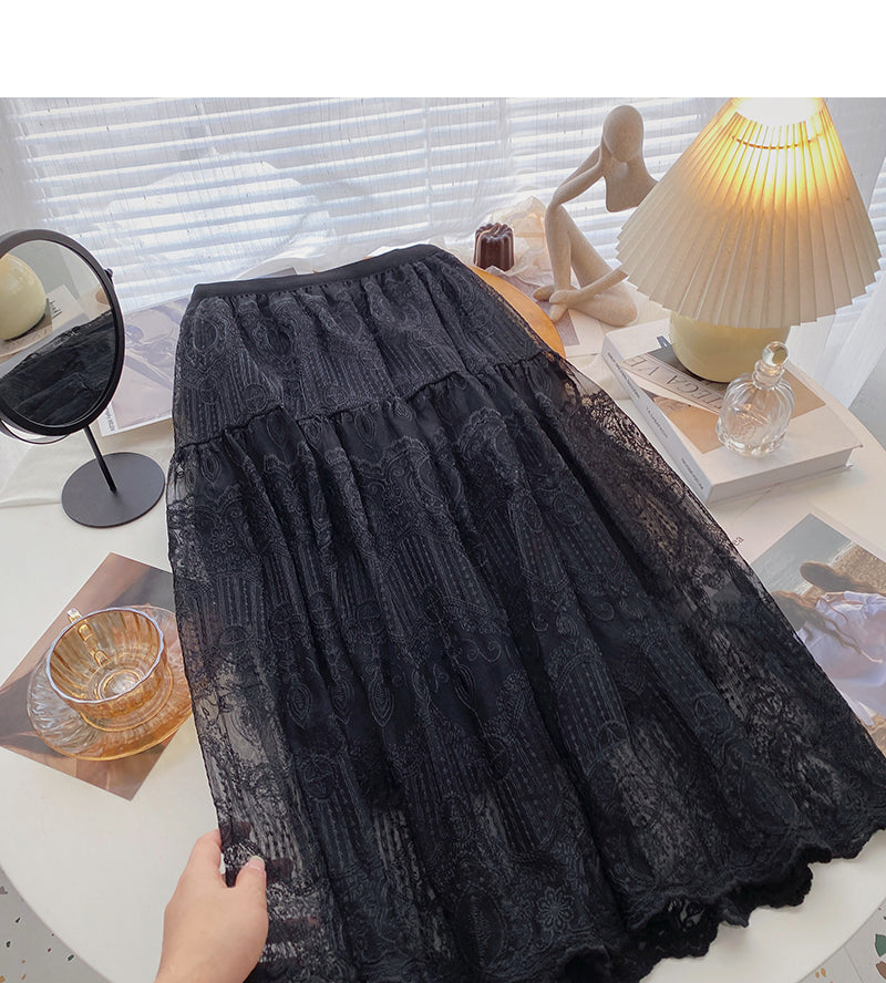The new Korean version is gentle and thin A-line skirt  5811