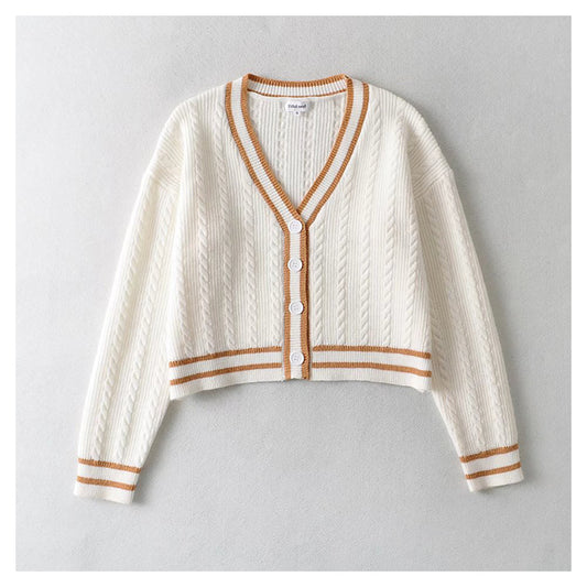 Casual twist knitted sweater jacket  7430