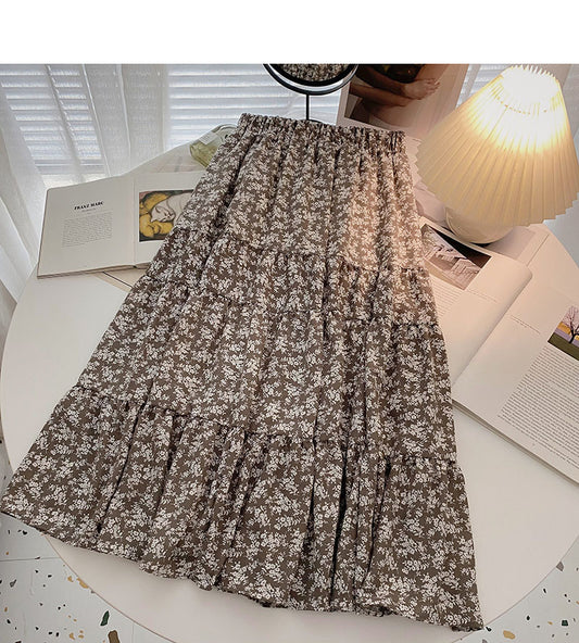 Vintage high waist elastic A-line skirt  5773