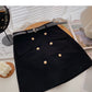 High waist wrap buttock double breasted design, slim retro skirt  5496