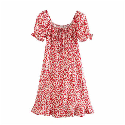 French retro girl sweet butterfly print dress  7072