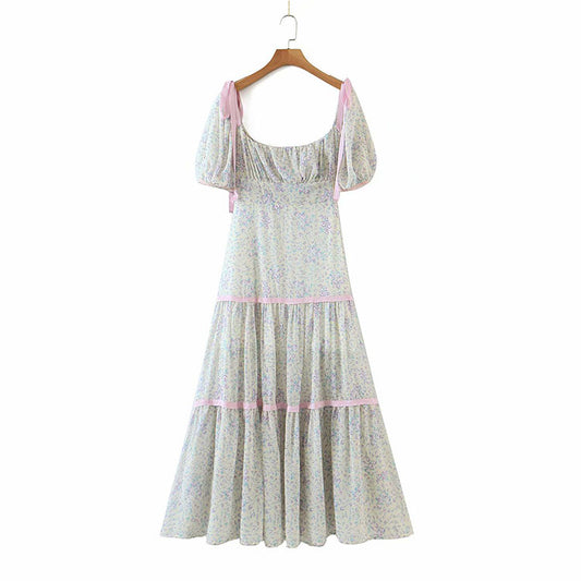 Französisches bauchbedeckendes dünnes Retro-Kleid 7137