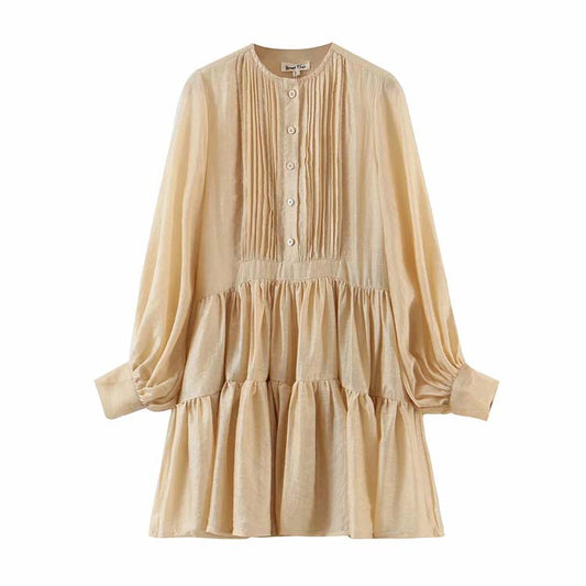 Erstes Liebeskleid für Vintage-Mädchen mit Rundhalsausschnitt, einreihig, 7146