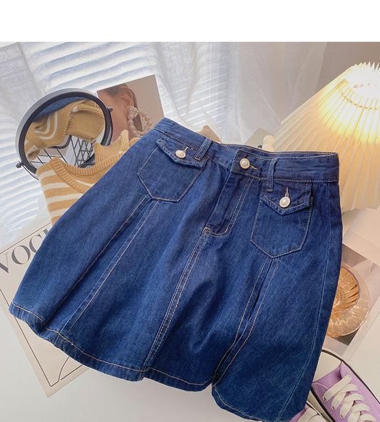 New Korean casual versatile high waist A-line short skirt trend  5585