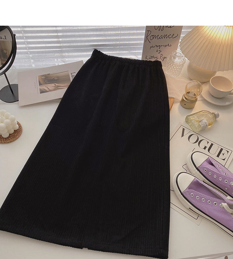 A-line mid length skirt with high waist and A-line  5720