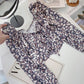 French Vintage Floral square collar collarbone shirt  6300