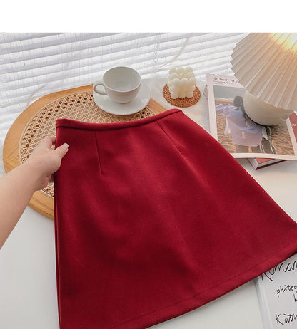 New high waist slim casual versatile small A-line skirt  5421