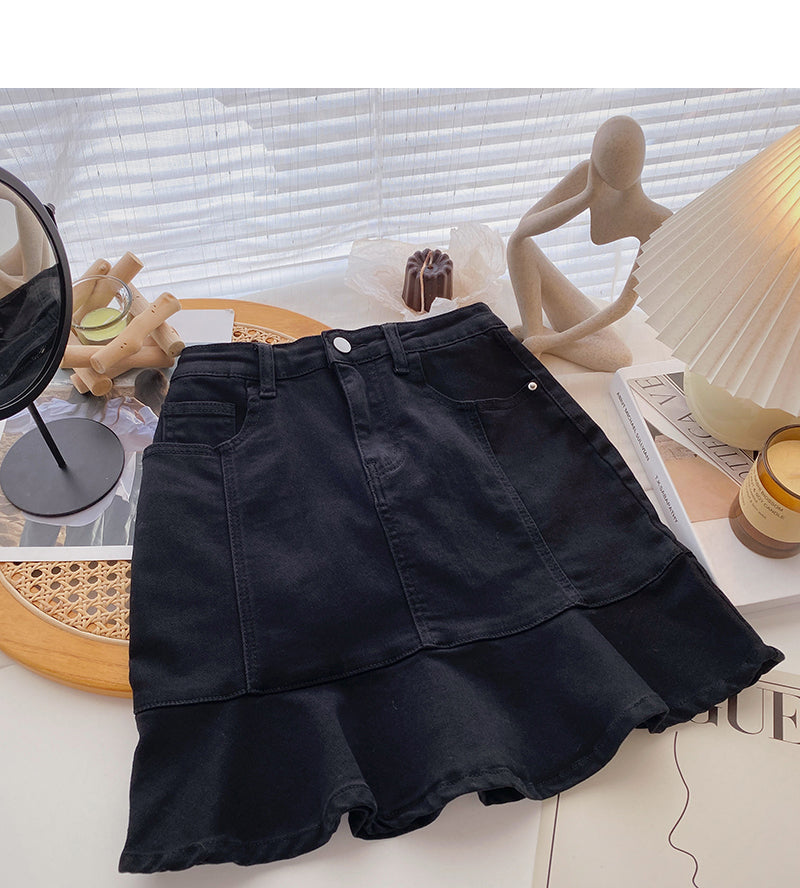 New slim personalized Ruffle A-shaped fishtail skirt  5603