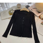 Knitted cardigan women's fashion versatile V-Neck long sleeve top  6558