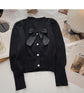 Black Full Sleeve V Neck Front Bow Sweater