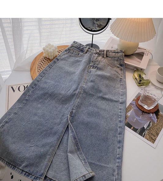 Korean fashion slim A-line split skirt  5704