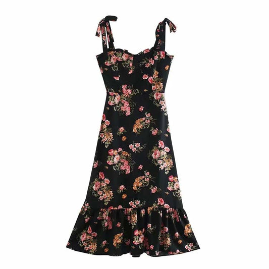 Französische Minderheitenmode sexy Strapskleid mit Blumendruck 7126