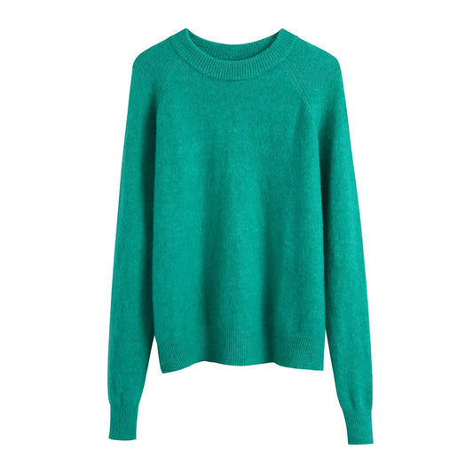 New simple and versatile round neck Pullover long sleeve sweater  7427