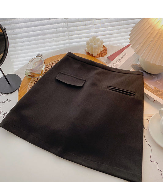 Retro slim short skirt with high waist design  5489