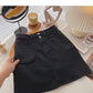 Design sense small pocket high waist A-line casual skirt  5594