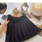Korean version of age reducing college style solid color high waist A-shaped skirt  5381