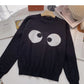 Long sleeved Pullover Sweater aging contrast color big eye top  6459