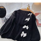 Korean bow design French Pullover long sleeve top  5915