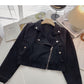 Denim jacket casual zipper design long sleeve top  6216
