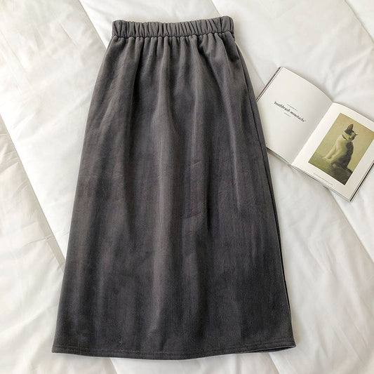 New slim and versatile flocked medium and long A-line skirt  5678