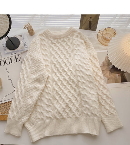 Korean design, loose and thin texture, versatile long sleeved sweater  6147