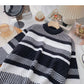 Lazy wind contrast striped sweater Korean version fashionable and simple  6071