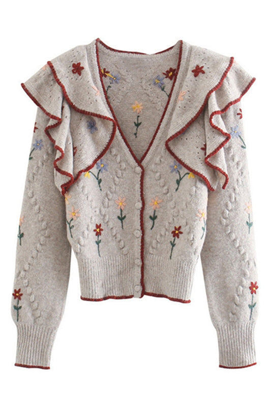 Embroidered layered decorative sweater design sweater coat  7226