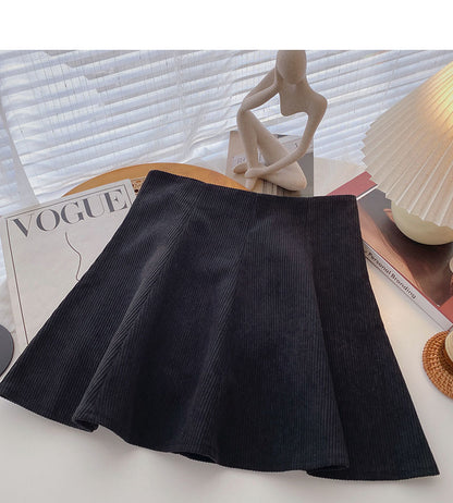 Casual solid color high waist A-line umbrella skirt short skirt  5377