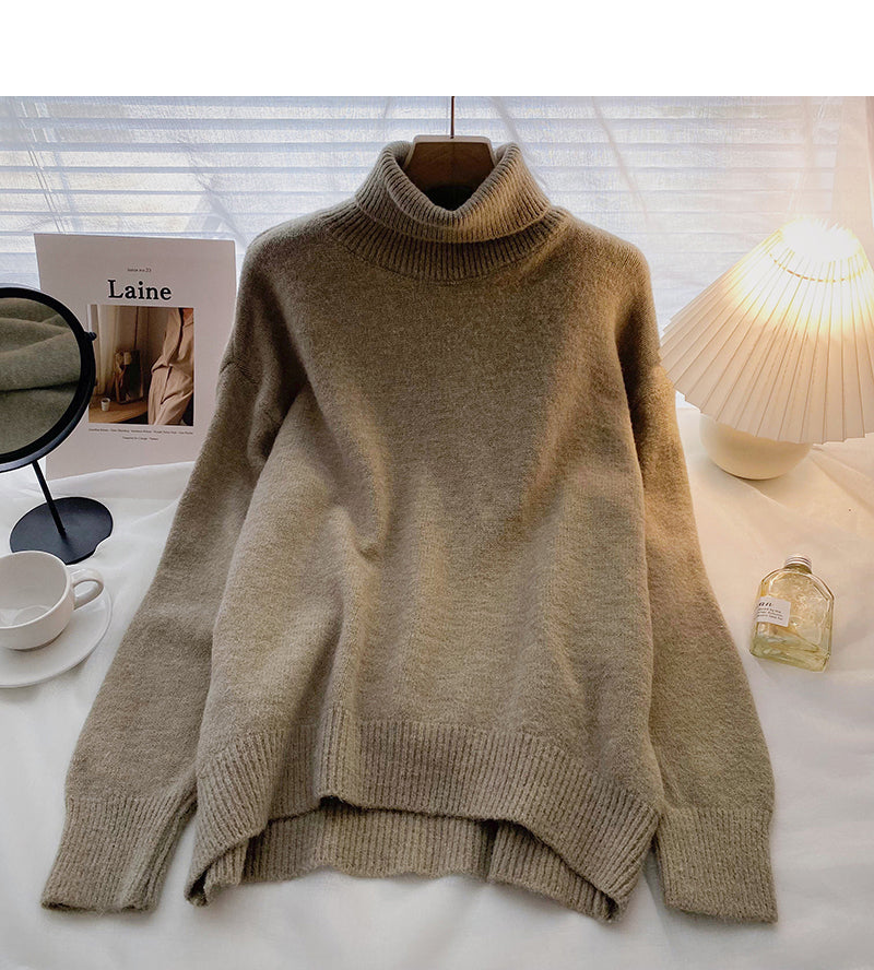 Lazy solid color retro minority long sleeve Pullover loose top  6642