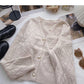 Gentle French retro pearl button V-Neck long sleeve top  6051