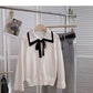 Aging retro contrast Lapel strap flare sleeve top  6673