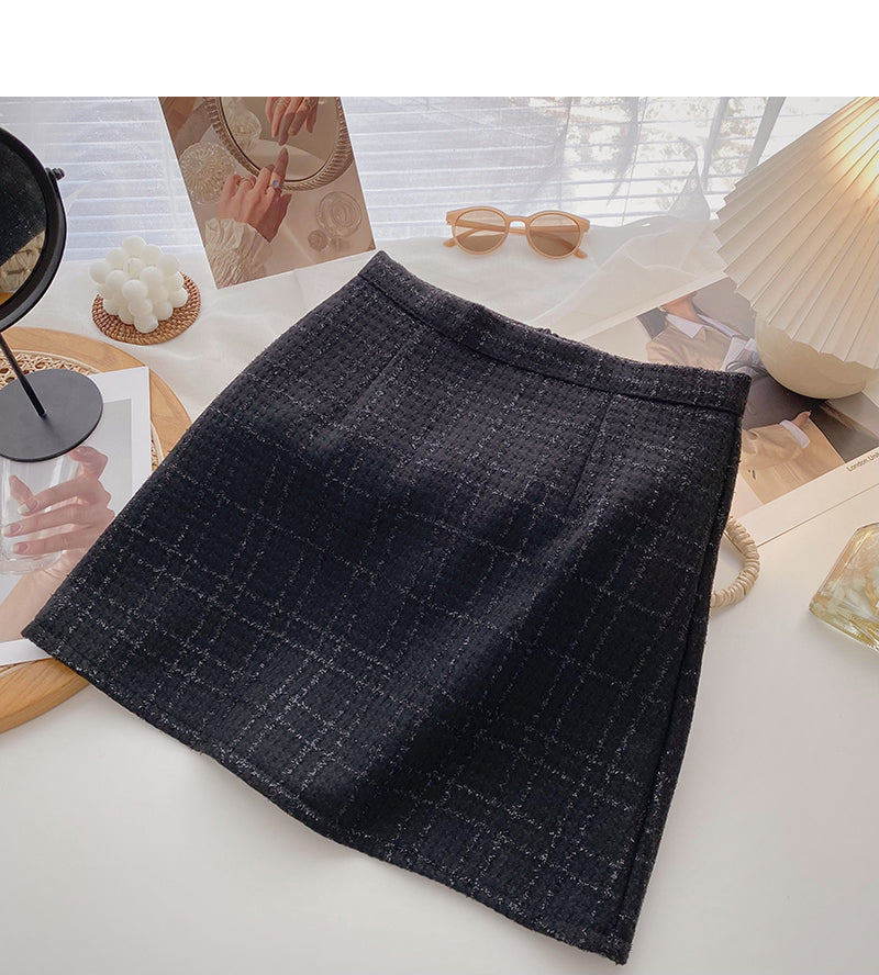 New Korean slim solid high waist A-line skirt  5609