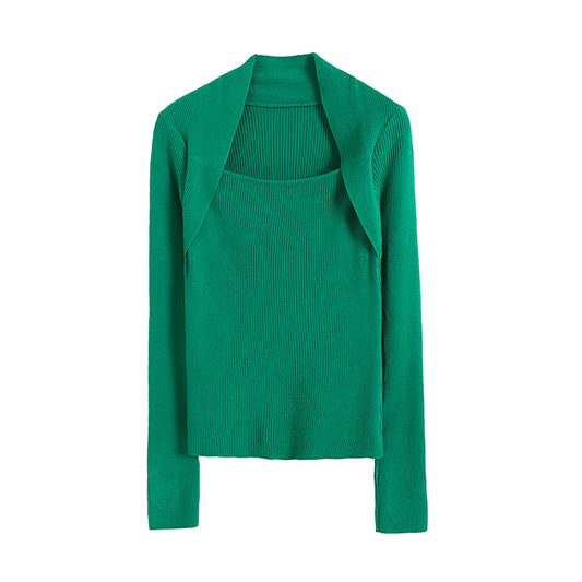 Sweet cool Spice Girl retro square collar chic sweater  7203