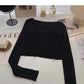 Solid color basic sweater women's long sleeve top bottomed shirt  6638